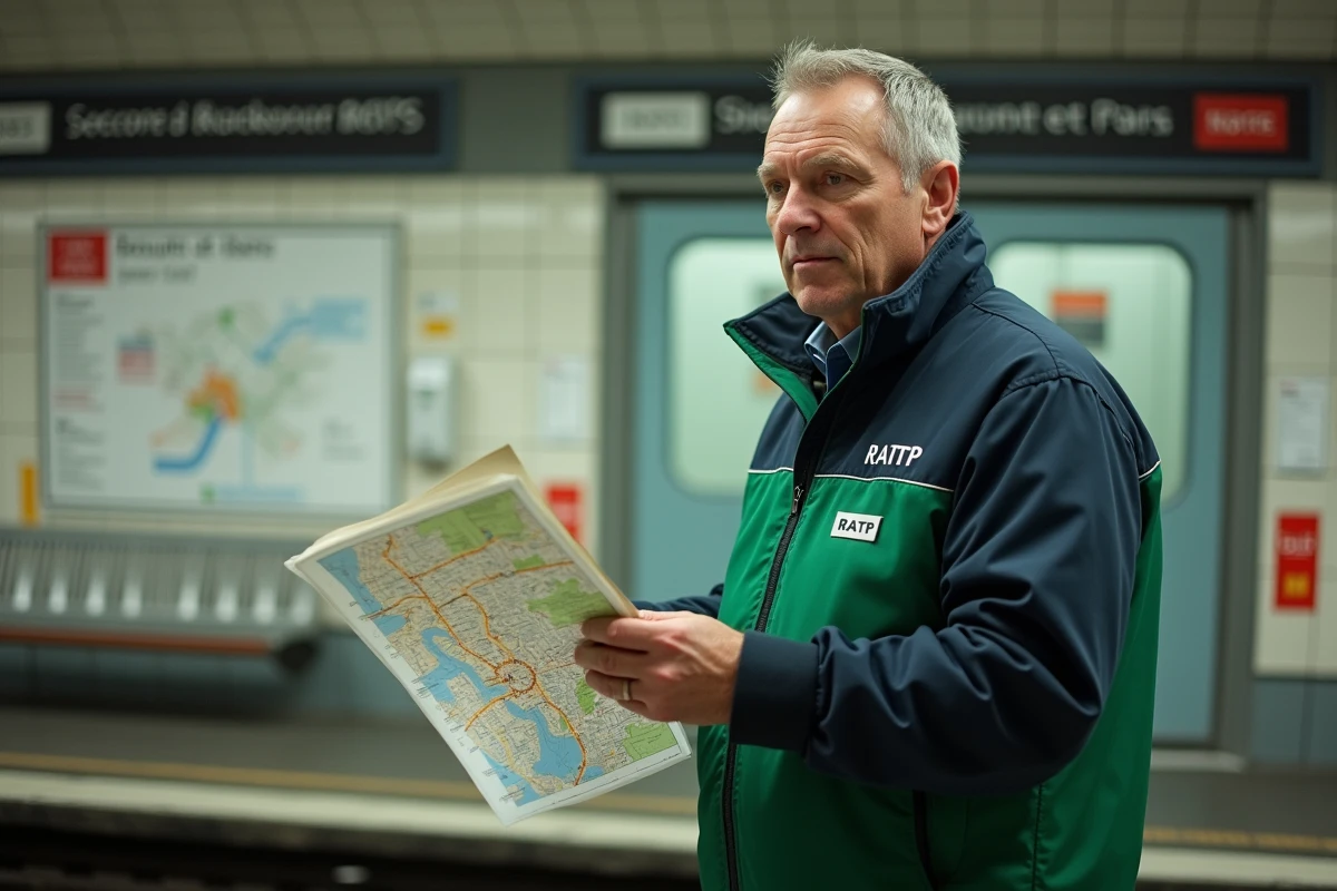 Agent RATP sur plateforme metro parisienne
