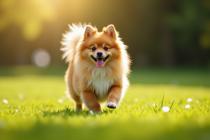 Chien German Spitz joueur dans un parc ensoleille