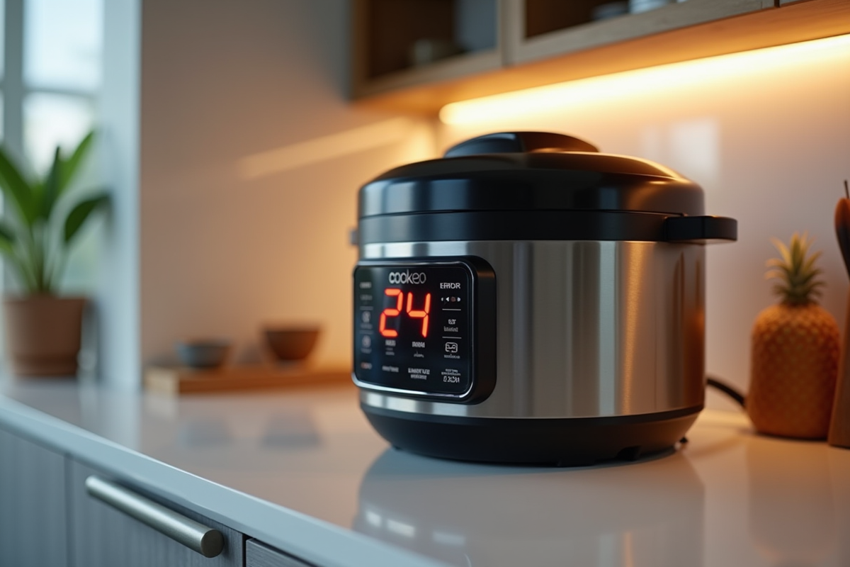 Cuisine moderne avec Cookeo affichant erreur 24 sur l'écran
