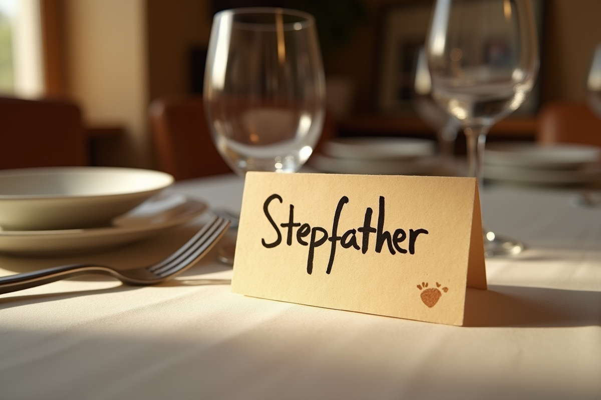 Nom de famille écrit sur une étiquette de dîner chaleureuse