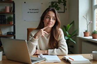 Jeune femme en tenue décontractée dans un bureau étudiant