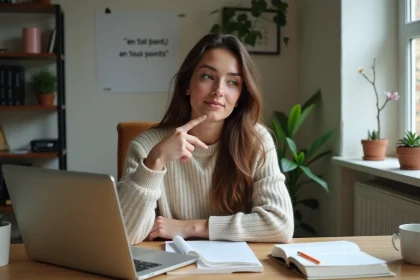Jeune femme en tenue décontractée dans un bureau étudiant