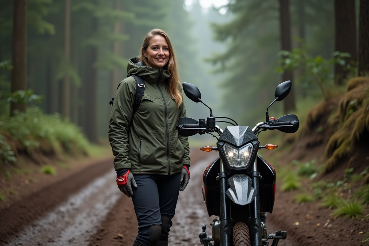 Femme en tenue outdoor près d