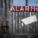 red and white wooden door with love print