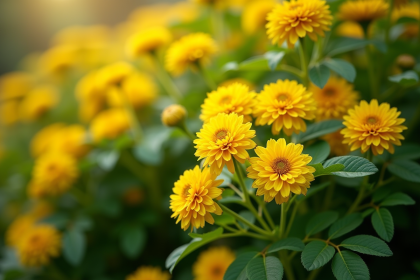 Kerria japonica en fleurs dans un jardin japonais lumineux