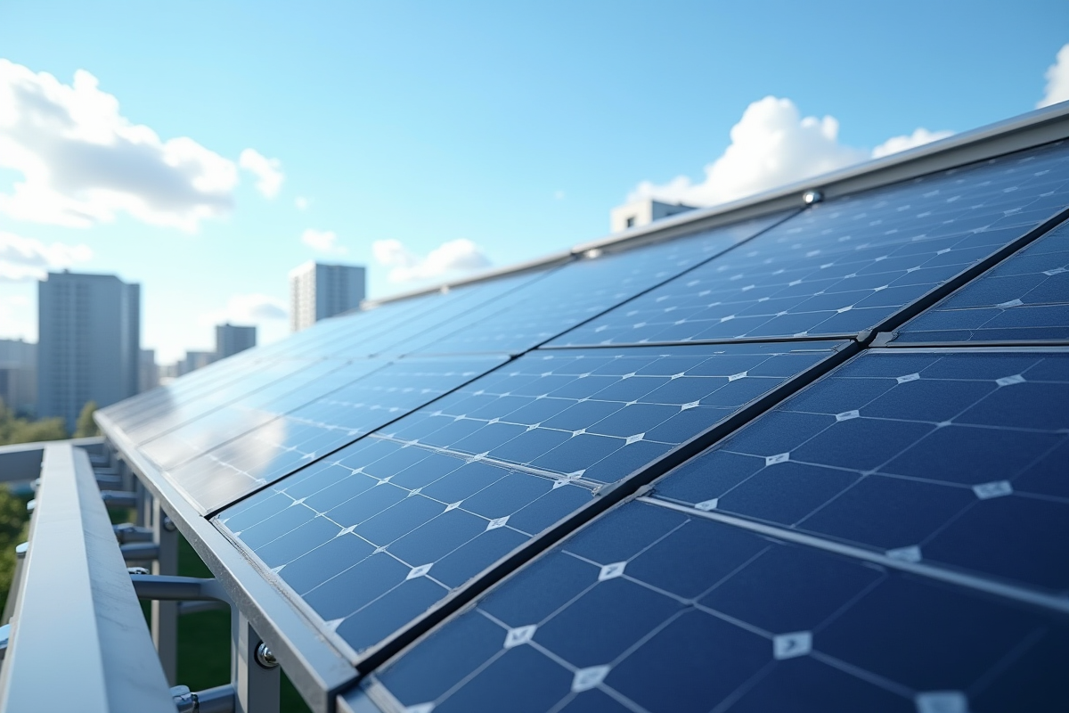 Panneaux solaires modernes sur bâtiment intelligent