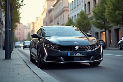 Peugeot 508 SW 2022 stationnée en ville en plein jour